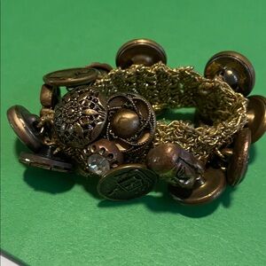 Unique Vintage Gold and Bronze Charm Bracelet